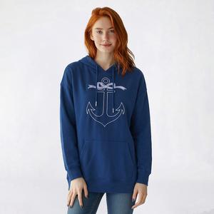 Juniors No Comment Embroidered Anchor Oversized Hoodie